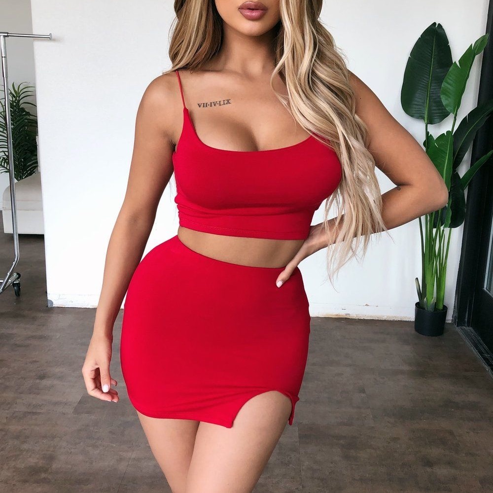 OOTDFASH crop top & mini skirt set🤍
